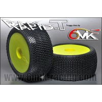 6MIK - TYRES 1/8 TRUGGY RAPID-T GLUED ON YELLOW RIMS COUMPOUND BLUE TDY11B