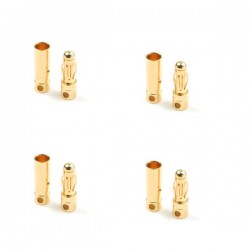 G-FORCE - SHORT GOLD CONNECTOR 4MM MALE + FEMALE (4 PAIRS) GF-1000-006