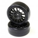 KYOSHO - DRIFT FRONT PRE-GLUED TYRES FAZER 1:10 ON BLACK RIMS (2) FAT305BK