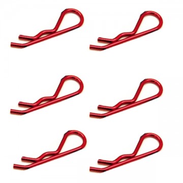 FASTRAX - CLIPS DE CARROSSERIE 1/8TH 1/5TH TRANSPONDER ROUGE METALLIQUE (6PCS) FAST210MR