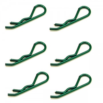 FASTRAX - CLIPS DE CARROSSERIE 1/8TH 1/5TH TRANSPONDER VERT METALLIQUE (6PCS) FAST210MG