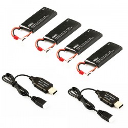 HUBSAN - PACK BATTERIES H502E/S (4 X BATTERIES + 2 CHARGEUR USB ) H502-21