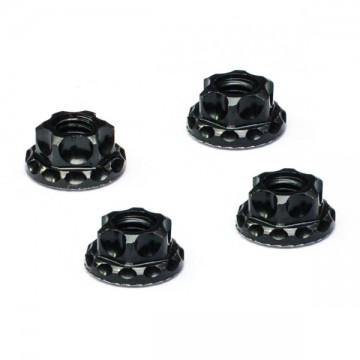 T-WORK'S - BLACK LIGHTWEIGHT 7075-T6 ALUM SERRATED M4 WHEEL NUTS (4PCS) TA083BK