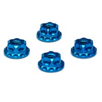 T-WORK'S - BLUE LIGHTWEIGHT 7075-T6 ALUM SERRATED M4 WHEEL NUTS (4PCS) TA083B