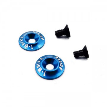 T-WORK'S - 1/10 "BLUE" ALUMINUM WING WASHER V2 (2PCS) TO185B