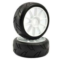 FASTRAX - 1/8TH PREMOUNTED SLICK TYRES 'HAWK/SPLIT SPOKE' FAST0016