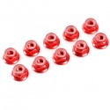 TEAM CORALLY - ALUMINIUM NYLSTOP NUT M3 FLANGED RED - 10 PCS C-31125 