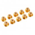 TEAM CORALLY - ALUMINIUM NYLSTOP NUT M3 FLANGED GOLD - 10 PCS C-31120