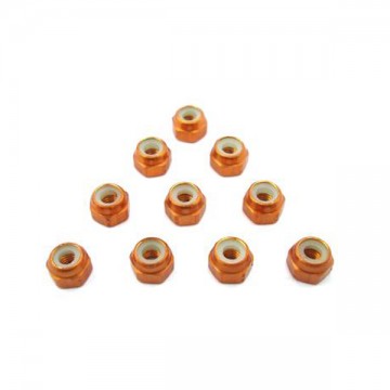 T-WORK'S - ALUMINIUM LOCK NUTS 3MM ORANGE (10PCS) TASS-3LNO