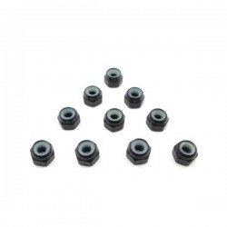 T-WORK'S - ALUMINIUM LOCK NUTS 3MM BLACK (10PCS) TASS-3LNBK