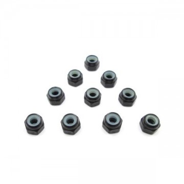 T-WORK'S - ALUMINIUM LOCK NUTS 3MM BLACK (10PCS) TASS-3LNBK