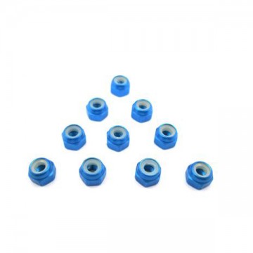 T-WORK'S - ALUMINIUM LOCK NUTS 3MM BLUE (10PCS) TASS-3LNB