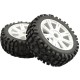 FASTRAX - PNEUS BUGGY 1:8 ROCK BLOCK MONTES SUR JANTES 8-BATONS BLANCHE (X2) FAST1001W