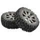 FASTRAX - PNEUS BUGGY 1:8 ROCK BLOCK MONTES SUR JANTES 8-BATONS NOIR CHROMEES (X2) FAST1001BC