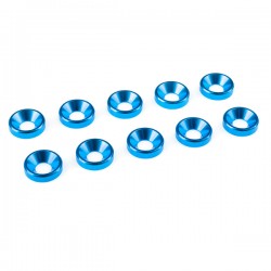 TEAM CORALLY - ALUMINIUM WASHER FOR M4 FLAT HEAD SCREWS - BLUE - 10 PCS C-31214