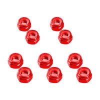 TEAM CORALLY - ALUMINIUM NYLSTOP NUT M3 RED 10 PCS C-31025