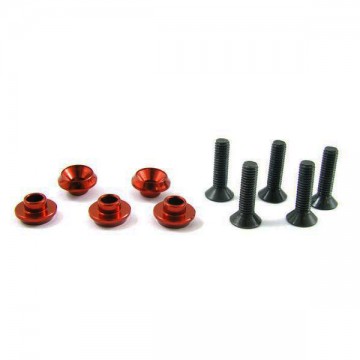 T-WORK'S - ALUMINUM SERVO WASHER RED FOR FUTABA / HITEC / KO 5PCS TA-031R