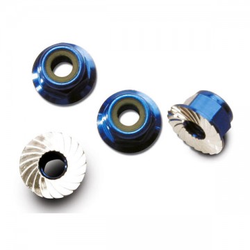 TRAXXAS - NUTS ALUMINUM FLANGED SERRATED (4MM) (BLUE-ANODIZED) (4) 1747R