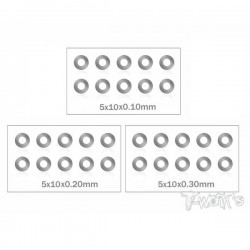 T-WORK'S - 5X10 STAINLESS STEEL SHIM WASHER SET 0.1, 0.2, 0.3 3X10PCS TA-124