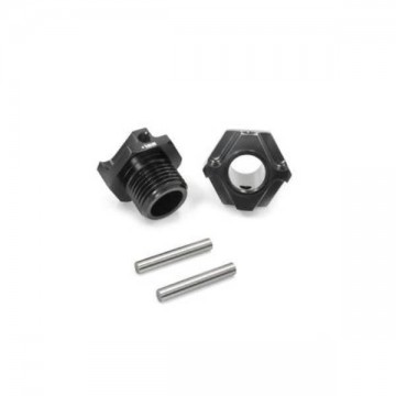 T-WORK'S - BLACK HARD COATED 7075-T6 ALUM.LIGHT WEIGHT WIDE OFFSET WHEEL HUB +1MM FOR TKI4 2PCS TO-245-K1