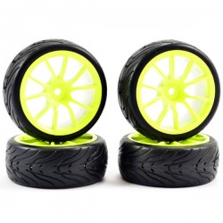 FASTRAX - 1/10 STREET/TREAD TYRE 10SP NEON YELLOW WHEEL FAST0072Y