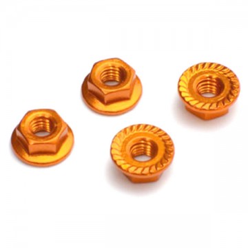 FASTRAX - M4 GOLD SERRATED ALUMINIUM LOCKNUTS 4PCS FTM4GS