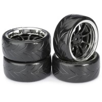 ABSIMA - WHEEL SET DRIFT LP9 "SPOKE / PROFILE A" BLACK/CHROME 1/10 (4 PCS) 2510044