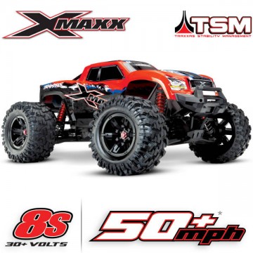 TRAXXAS - X-MAXX RED X 8S 4WD BRUSHLESS RTR MONSTER TRUCK W/2.4GHZ TQI RADIO & TSM 77086-4-REDX