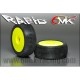 6MIK - TYRES 1/8 BUGGY RAPID GLUED ON YELLOW RIMS COUMPOUND 15/25° TUY101525