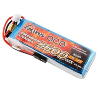 GENS ACE - RX BATTERY LIPO 2S-7.4V-2600 (JR PLUG) 92G - STRAIGHT GE6-2600S-2JR