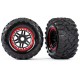 TRAXXAS - MAXX 2.8 ALL-TERRAIN PRE-MOUNTED TIRES (2) BLACK, RED BEADLOCK STYLE WHEELS 8972R