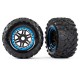 TRAXXAS - MAXX 2.8 ALL-TERRAIN PRE-MOUNTED TIRES (2) BLACK, BLUE BEADLOCK STYLE WHEELS 8972A