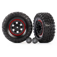 TRAXXAS -TIRES AND WHEELS ASSEMBLED GLUED (2.2" BLACK WHEELS, 2.2" TIRES) BEADLOCK RINGS (2) 8874