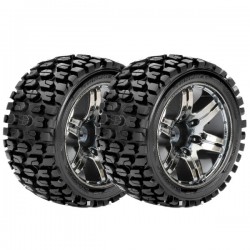 ROAPEX - STADIUM TRUCK 1:10 TYRE TRACKER ON CHROME BLACK WHEELS 12MM(2) R2002CB2