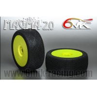 6MIK - TYRES 1/8 BUGGY MAGMA 2.0 GLUED ON YELLOW RIMS COUMPOUND GREEN TUY16V