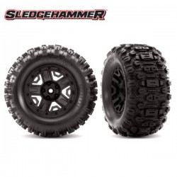 TRAXXAS - TIRES & WHEELS ASSEMBLED GLUED (BLACK 2.8 WHEELS SLEDGEHAMMER TIRES FOAM INSERTS) (2) 6792