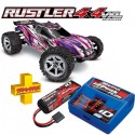 TRAXXAS - COMBO RUSTLER 4x4 PINK 1/10 VXL BRUSHLESS TSM - W BAT/CH COMBO-67076-4-PINK