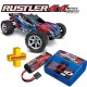 TRAXXAS - COMBO RUSTLER 4x4 BLEU 1/10 VXL BRUSHLESS TSM - AVEC AQ/CH COMBO-67076-4-BLUE