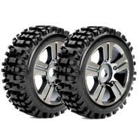 ROAPEX - BUGGY 1:8 TYRE RHYTHM ON BLACK CHROME WHEELS 17MM (2) R5002CB