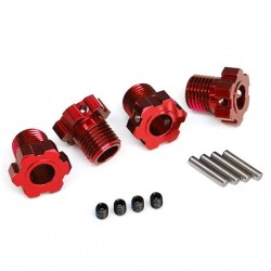 TRAXXAS - HEXAGONES DE ROUES ANODISES ROUGE 17MM (4) 8654R