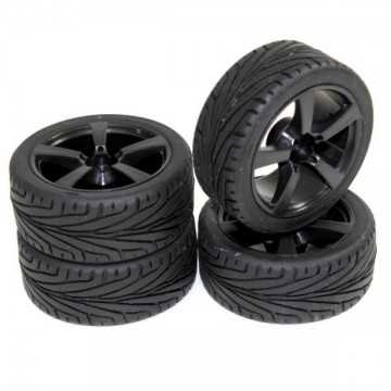 ABSIMA - WHEEL SET ON ROAD "5 SPOKE / PROFILE" BLACK 1:10 (4 PCS) 2510006