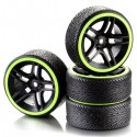 ABSIMA - TRAIN DE ROUES DRIFT 10-RAYON "PROFILE B" JANTE NOIR/BAGUE NEON JAUNE 1:10 (4) 2510050