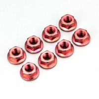KYOSHO - STEEL FLANGED NUTS M4X4.5 - RED (8) 1-N4045F-R