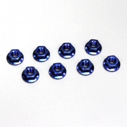 KYOSHO - STEEL FLANGED NUTS M4X4.5 - BLUE (8) 1-N4045F-B