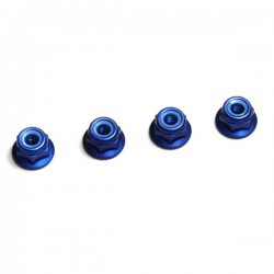 KYOSHO - ALU NYLON LOCK FLANGED NUTS M4X4.5 - BLUE (4) 1-N4045FNA-B