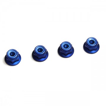 KYOSHO - ALU NYLON LOCK FLANGED NUTS M4X4.5 - BLUE (4) 1-N4045FNA-B