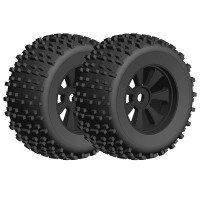 TEAM CORALLY - OFFROAD 1/8 MONSTER TRUCK TIRES GRIPPER GLUED ON BLACK RIMS 1 PAIR C-00180-378