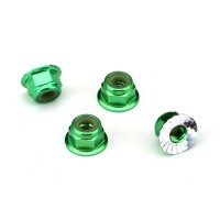 TRAXXAS - NUTS ALUMINUM FLANGED SERRATED (4MM) (GREEN-ANODIZED) (4) 1747G