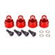 TRAXXAS - BOUCHONS D’AMORTISSEURS ALU ANODISE ROUGE (4) 3767X