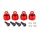 TRAXXAS - SHOCK CAPS ALUMINUM RED-ANODIZED (4) (FITS ALL ULTRA SHOCKS) 3767X